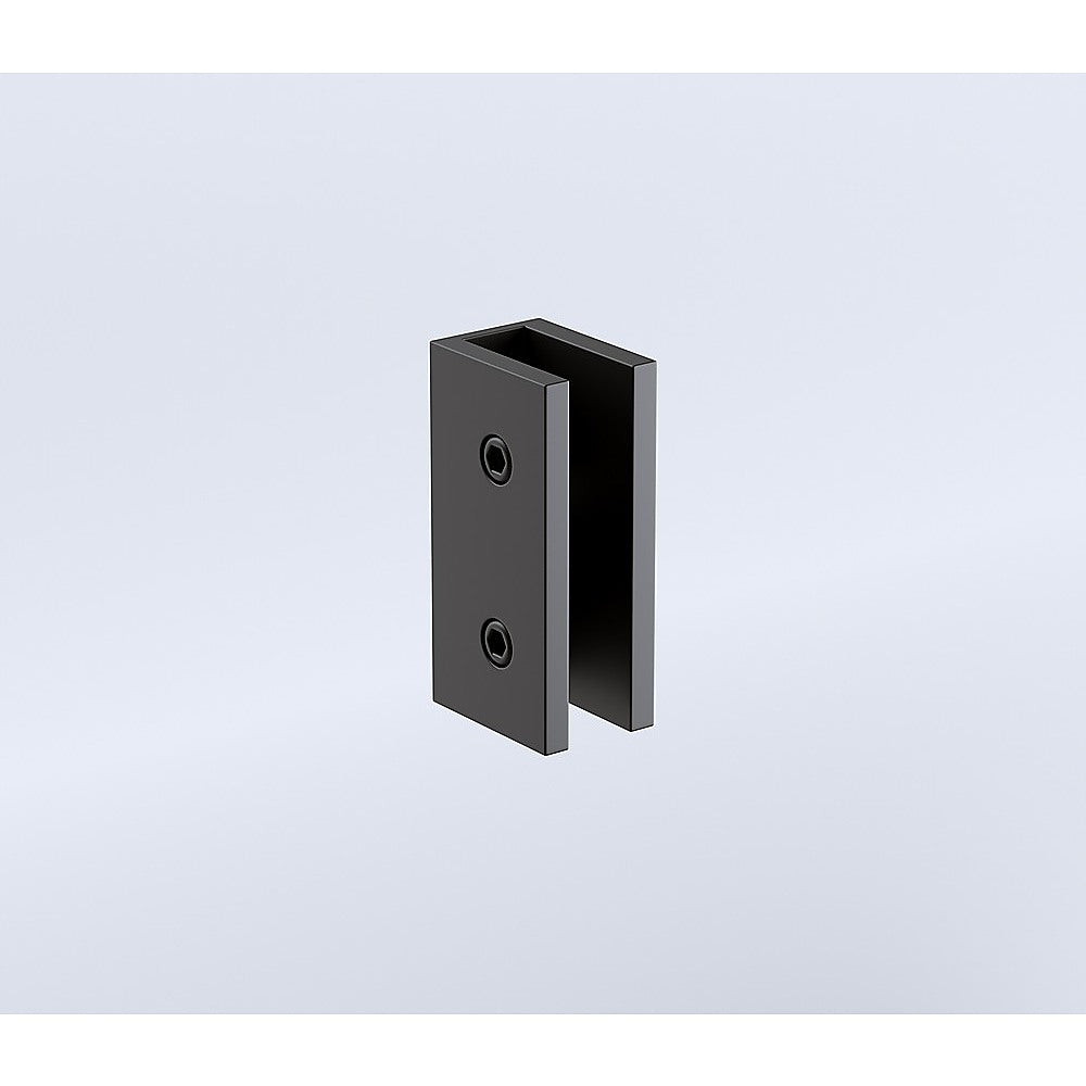 100cm Frameless Wall-to-Wall Shower Screen with Black U-Brackets , Brass Hinges & Square Double Pull Handle