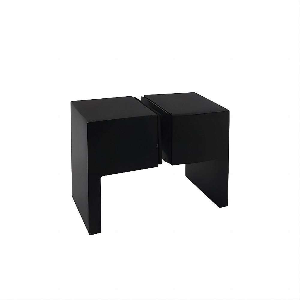 100cm Wall to Wall Frameless Shower Screen with Black Wall U-Brackets and Brass Hinges, Square Double Pull Handle