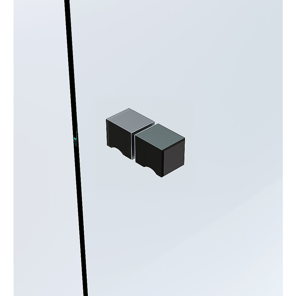 100cm Wall to Wall Frameless Shower Screen – Black Wall Channel and Floor Channel, SS Hinges & Square Knob Handle