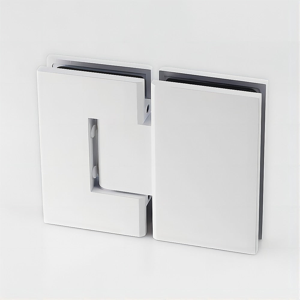 100cm Wall to Wall Frameless Shower Screen – White Wall Channel , SS Hinges & Square Knob Handle