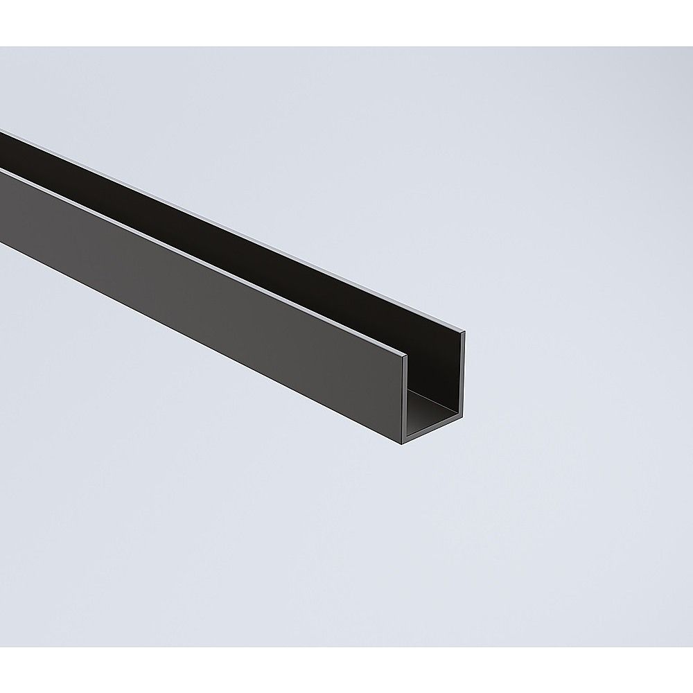 Black wall channel profile for frameless shower screen, rectangular extrusion