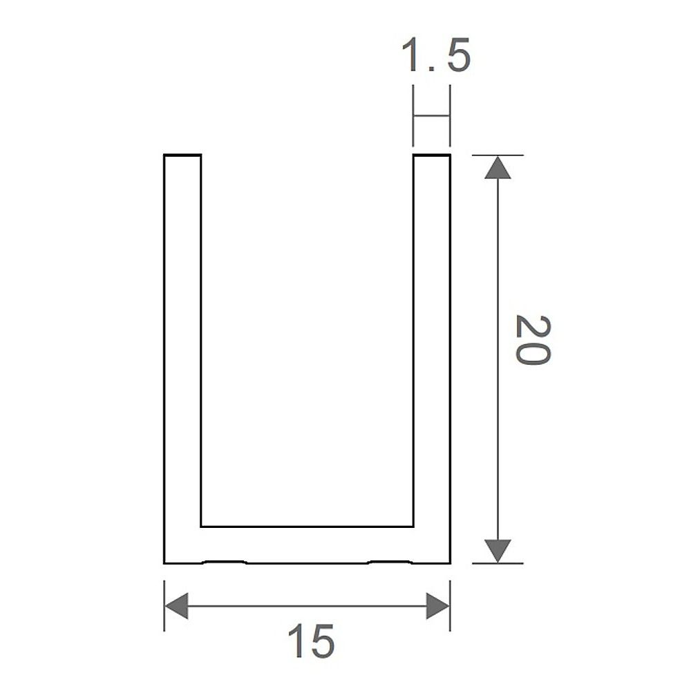 Shower screen hinge cutout dimensions: 20mm depth, 15mm width, 1.5mm