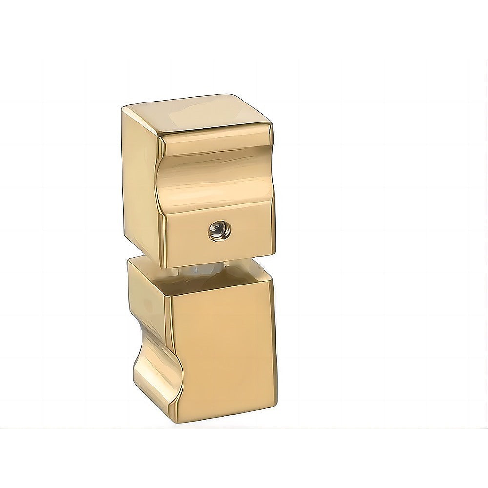 90x70cm Corner Frameless Shower Screen with Gold U-Brackets and SS Hinges, Square Knob Handle