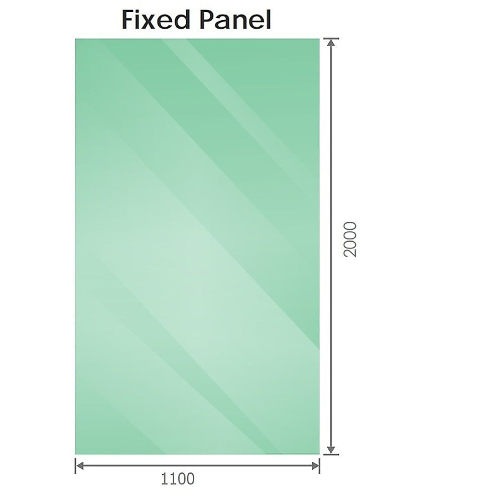 120x110cm Corner Frameless Shower Screen with Black Wall Channel and Floor F-Bracket and SS Hinges, Square Knob Handle