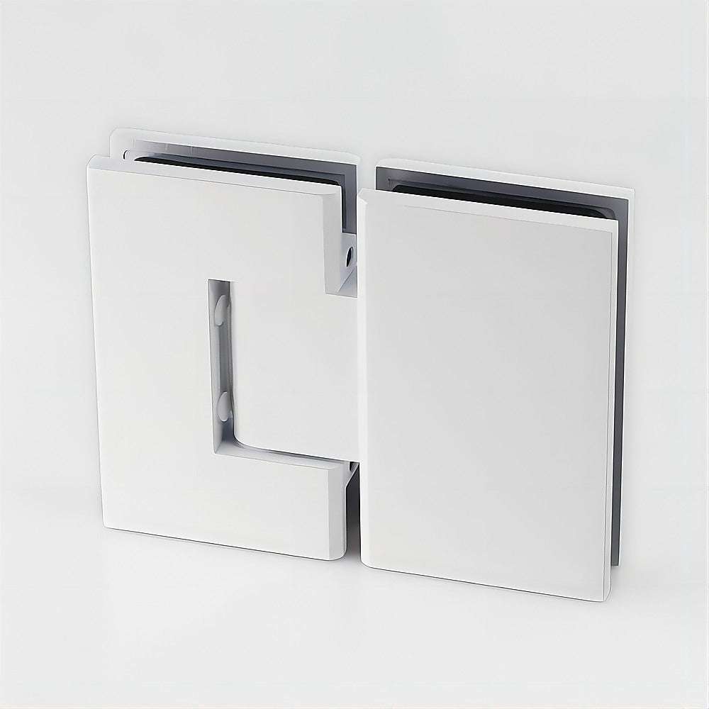 120x80cm Corner Frameless Shower Screen with White Wall & Floor U-Brackets and SS Hinges, Round Knob Handle