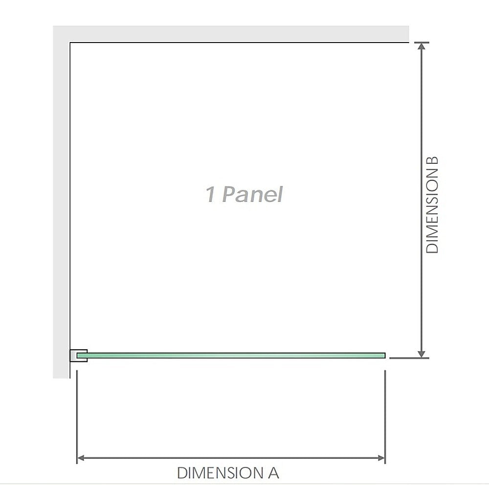 120x100cm Corner Frameless Shower Screen with Chrome Wall Channel and Floor F-Bracket and SS Hinges, Round Knob Handle