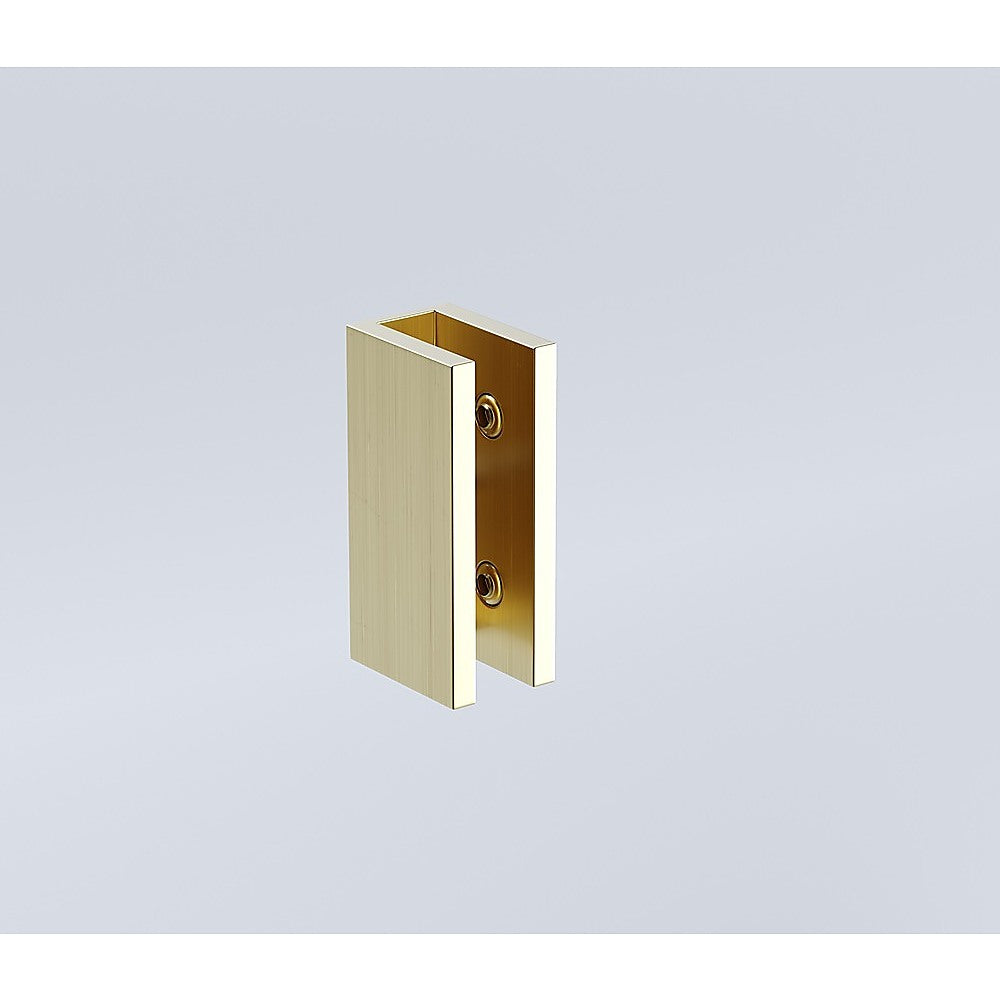120x90cm Corner Frameless Shower Screen with Gold U-Brackets and SS Hinges, Square Double Pull Handle