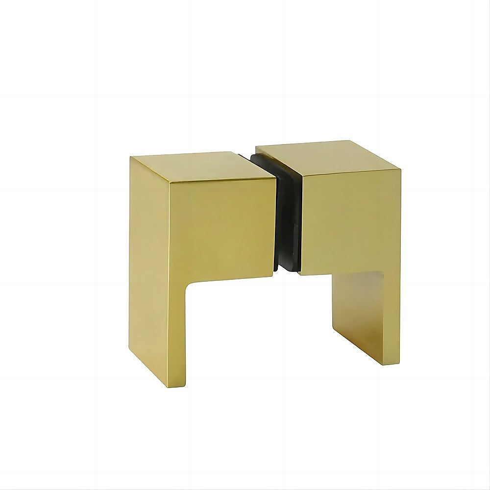 120x90cm Corner Frameless Shower Screen with Gold U-Brackets and SS Hinges, Square Double Pull Handle