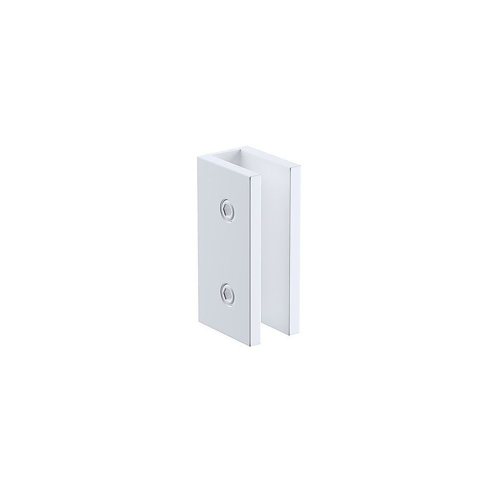 120x90cm Corner Frameless Shower Screen with White U-Brackets and SS Hinges, Square Double Pull Handle