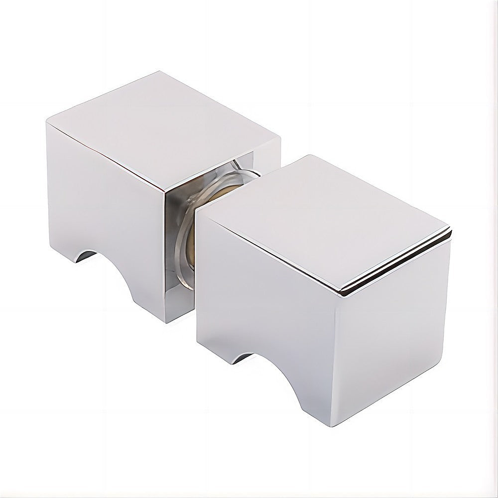 120x70cm Corner Frameless Shower Screen with Chrome Wall Channel and Floor F-Bracket and Brass Hinges, Square Knob Handle