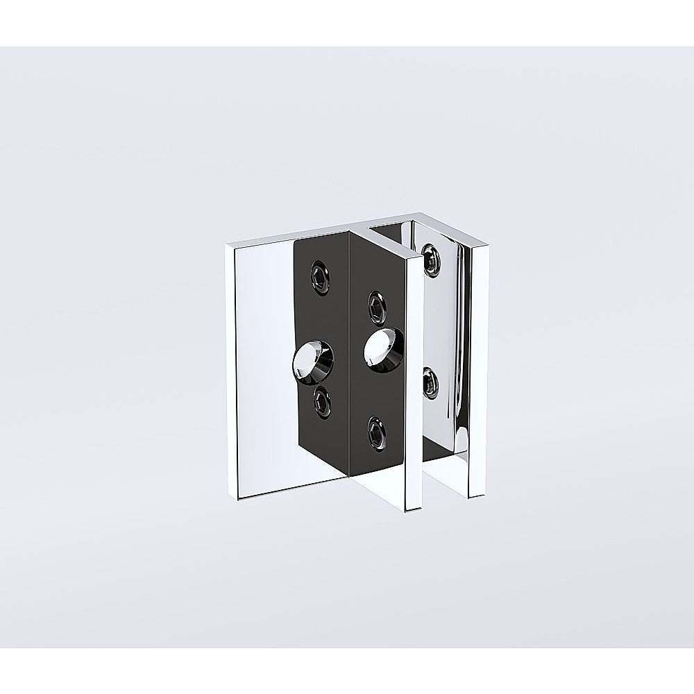 120x90cm Corner Frameless Shower Screen with Chrome Wall Channel and Floor F-Bracket and Brass Hinges, Square Knob Handle