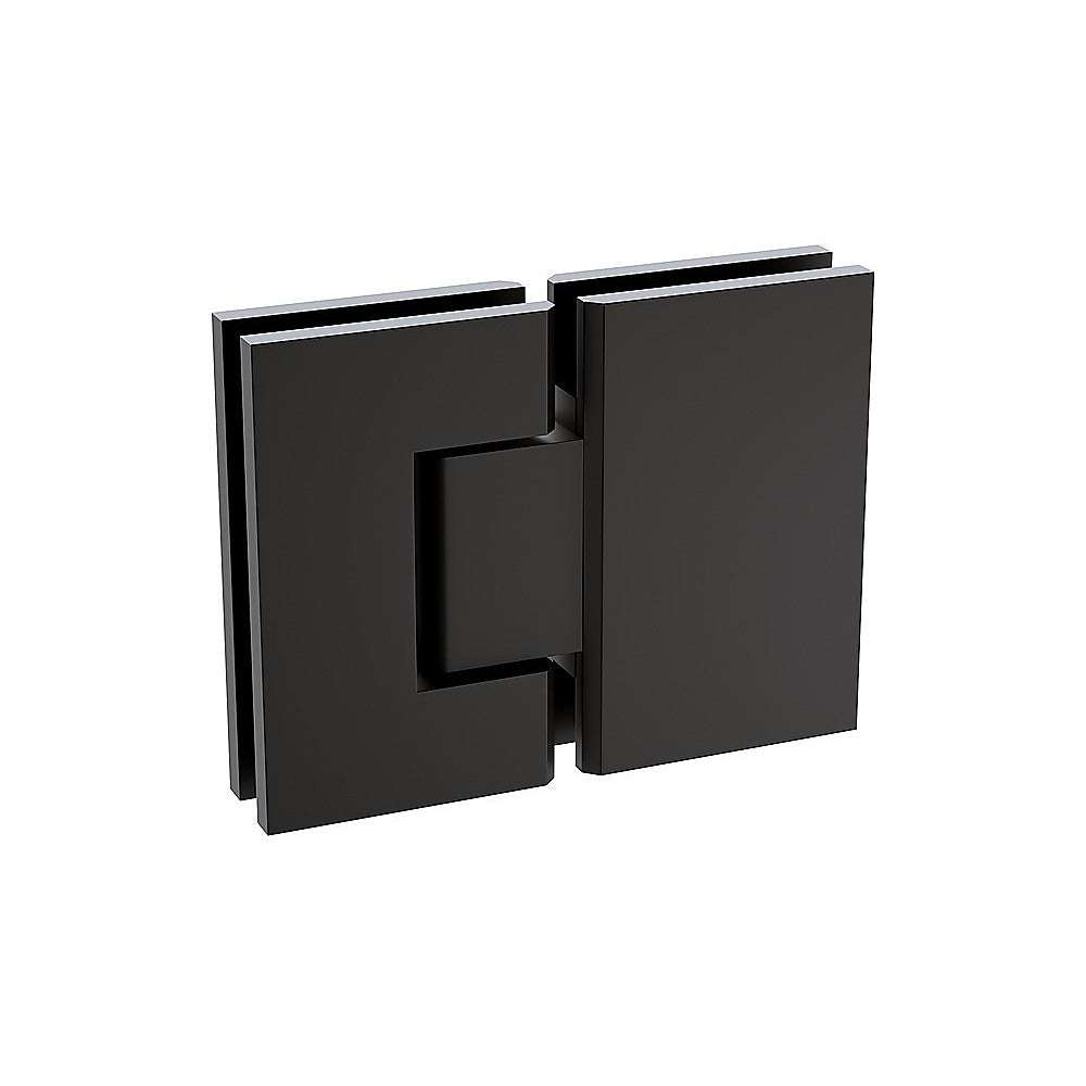 120x100cm Corner Frameless Shower Screen with Black Wall & Floor U-Brackets and Brass Hinges, Square Knob Handle