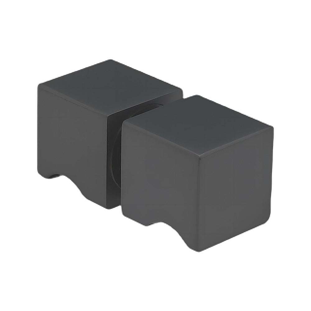 120x100cm Corner Frameless Shower Screen with Black Wall & Floor U-Brackets and Brass Hinges, Square Knob Handle