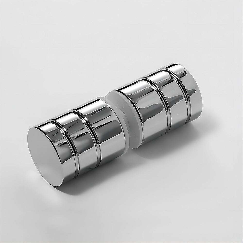 120x100cm Corner Frameless Shower Screen with Chrome Wall U-Brackets and Brass Hinges, Round Knob Handle