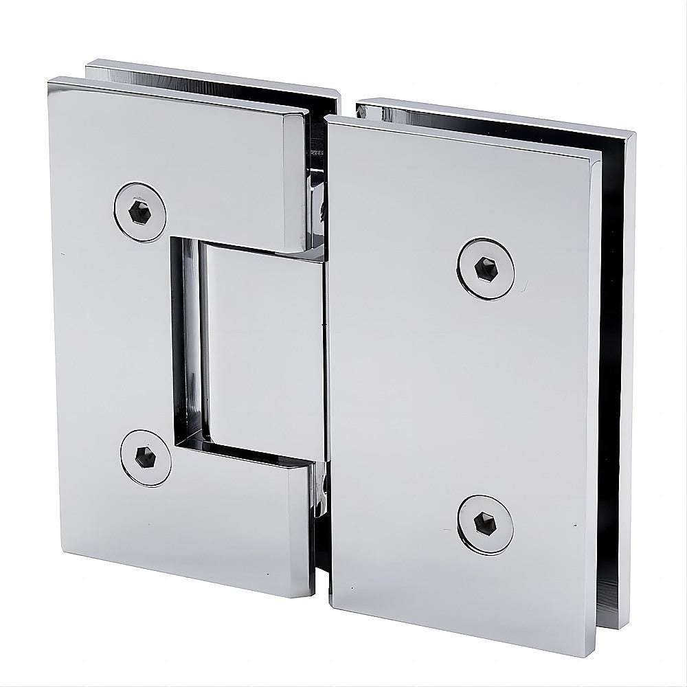 120x80cm Corner Frameless Shower Screen with Chrome Wall & Floor U-Brackets and Brass Hinges, Square Double Pull Handle