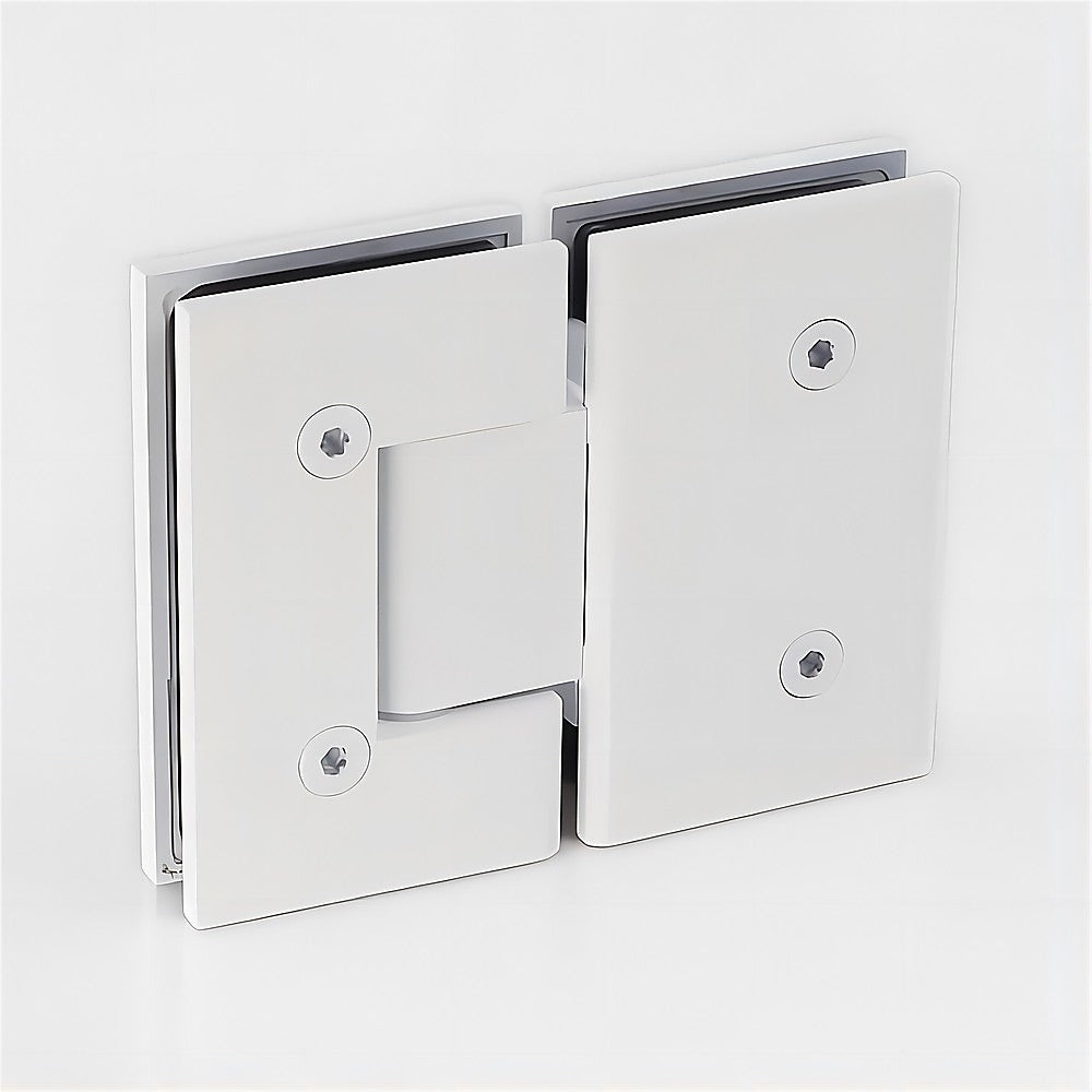 90x70cm White Corner Frameless Shower Screen with Wall Channel Brackets, Stainless Steel Hinges & Round Knob Handle