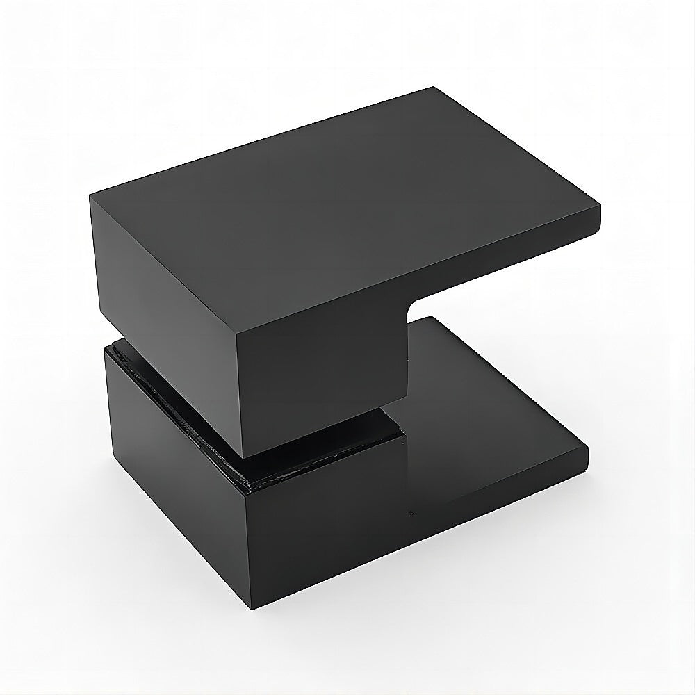 120x100cm Corner Frameless Shower Screen with Black Wall Channel and SS Hinges, Square Double Pull Handle