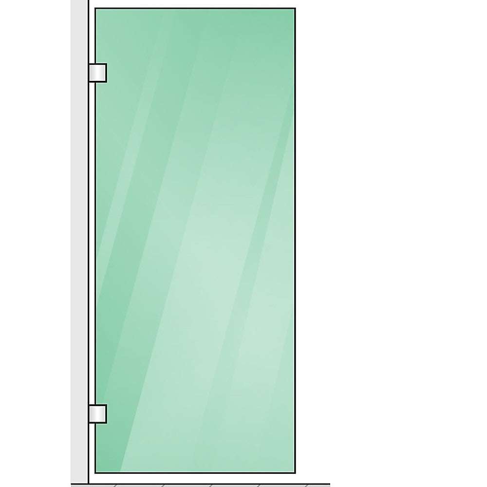 90x90cm Corner Frameless Shower Screen – Black Wall Channel with Brass Hinges & Round Knob Handle