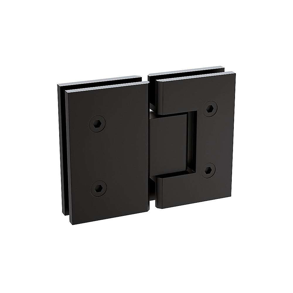 120x80cm Corner Frameless Shower Screen – Black Wall & Floor Channel, Brass Hinges & Round Knob Handle