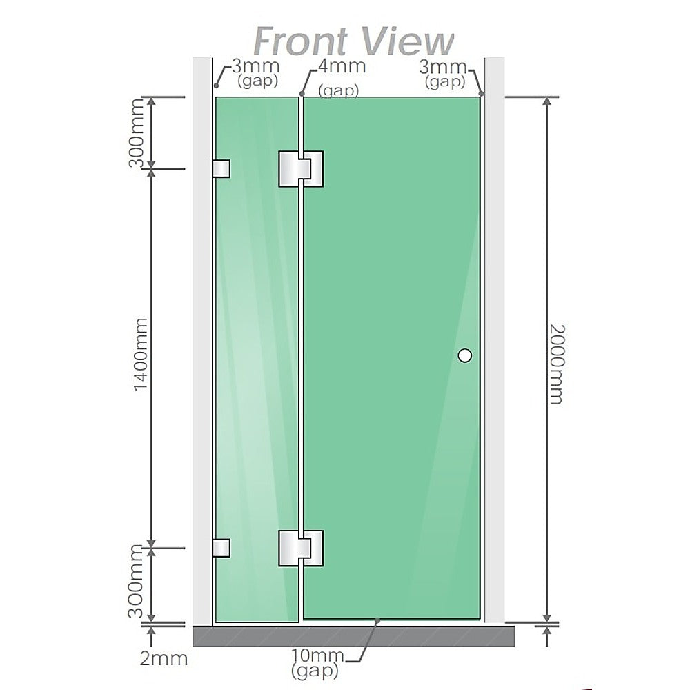 100x120cm Double Door Corner Shower Screen – Black U-Brackets, SS Hinges & Square Double Pull Handle