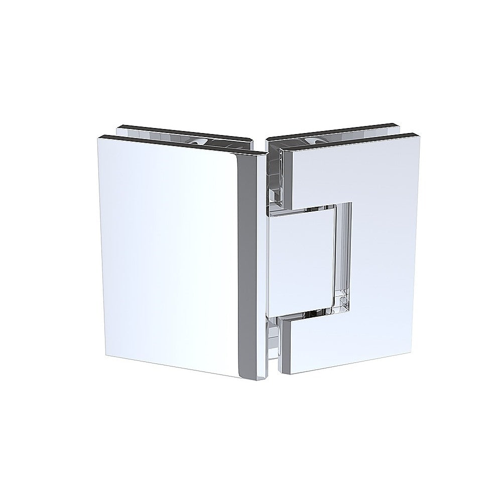 100cm Frameless Diamond Shower Screen – Channels with SS Hinges in Chrome, Square Double Pull Handles
