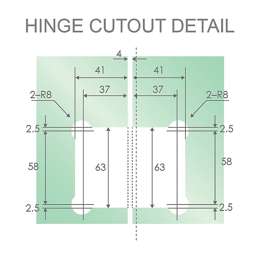 100cm Frameless Diamond Shower Screen – Channels with SS Hinges in Chrome, Square Double Pull Handles