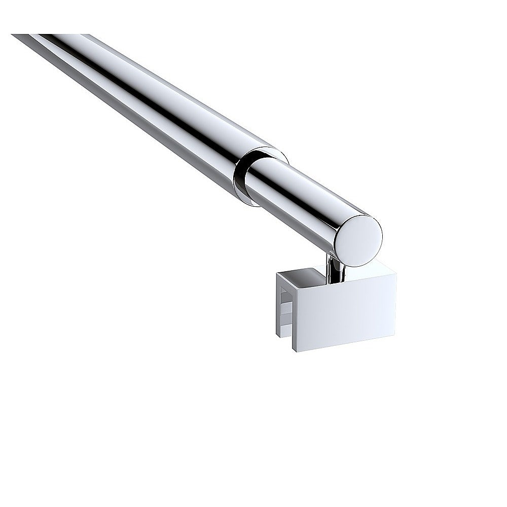 70cm Reeded Glass Shower Screen with Chrome U-Brackets and Round Pole