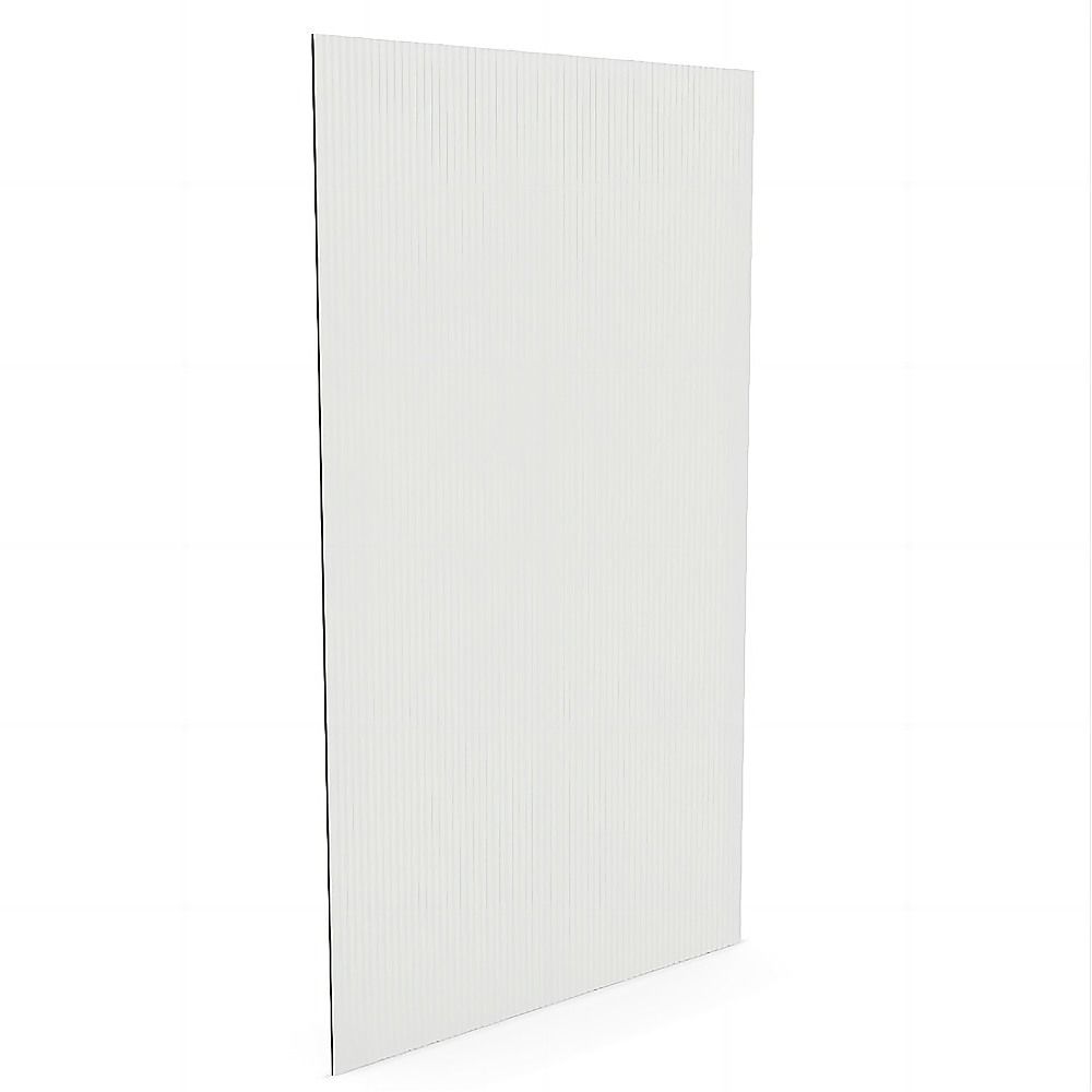 Clear reeded glass shower screen panel with smooth edges and vertical ridges