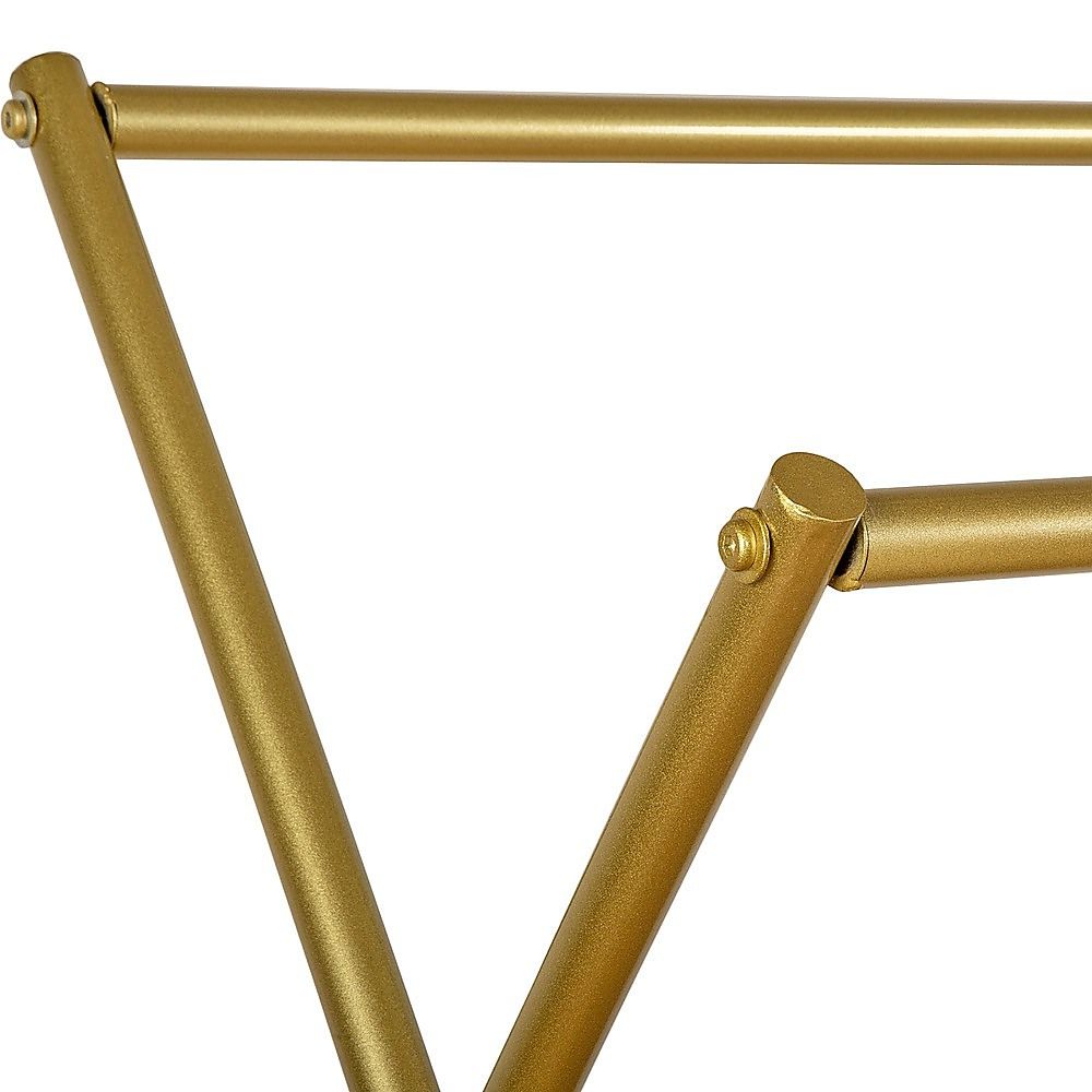 Gold metal rack corner joint with two cross tubes and mounting bolts