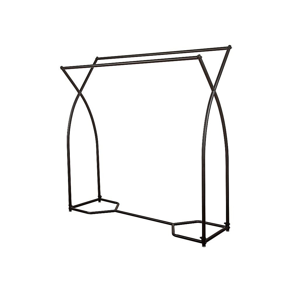Black metal garment rack frame with top bar and curved side supports