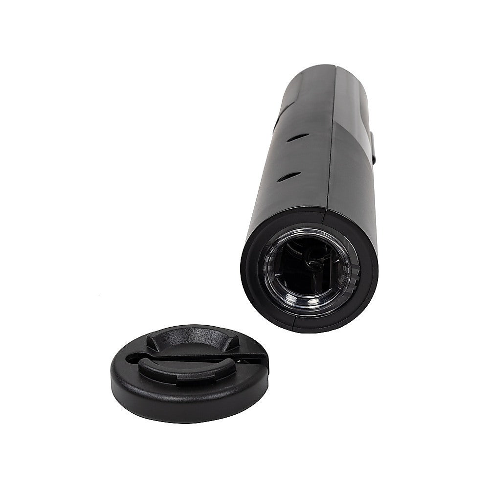 Electric wine bottle opener with circular opening mechanism, black body
