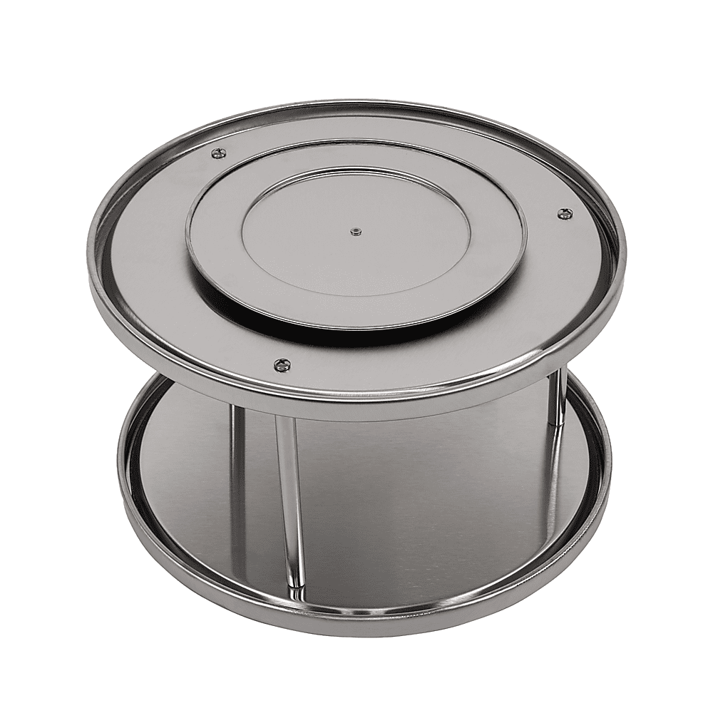 2-Tier Rack Lazy Susan Organiser Steel Kitchen Pantry Cabinet Storage