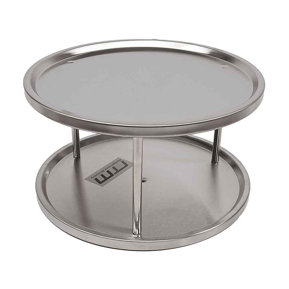 2-Tier Rack Lazy Susan Organiser Steel Kitchen Pantry Cabinet Storage