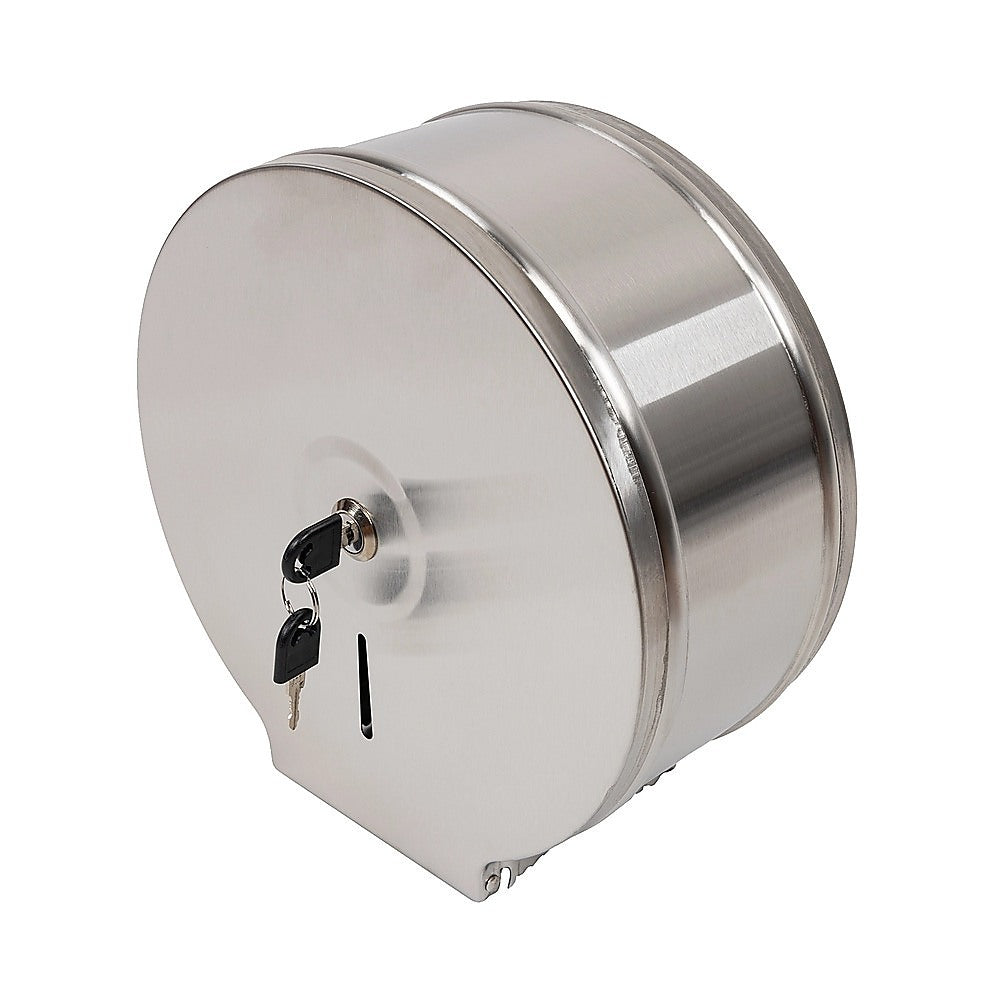 Brushed stainless steel wall-mounted toilet paper dispenser with key lock