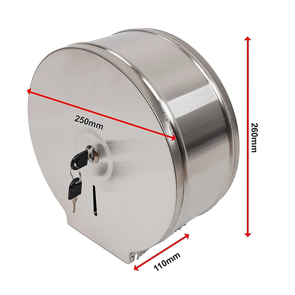 Wall-mounted stainless dispenser with key lock and size markings