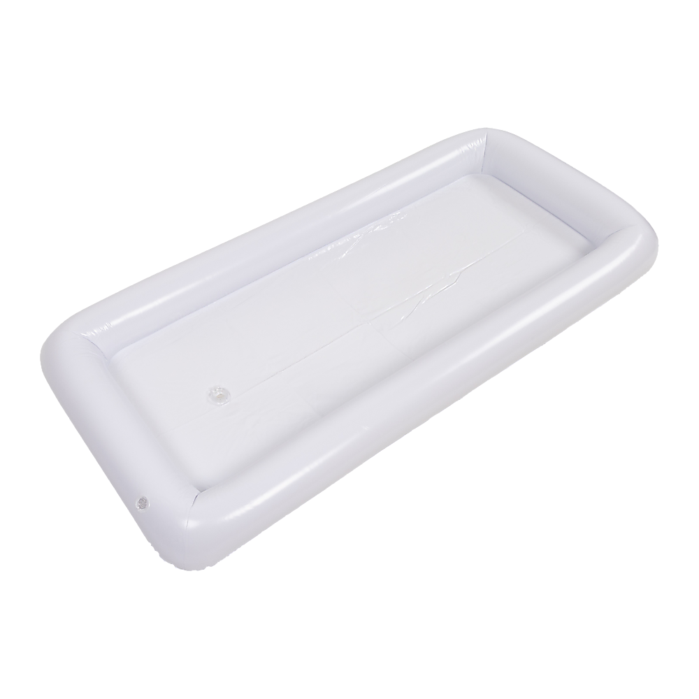 White inflatable drinks holder tray with flat inner area and raised edges