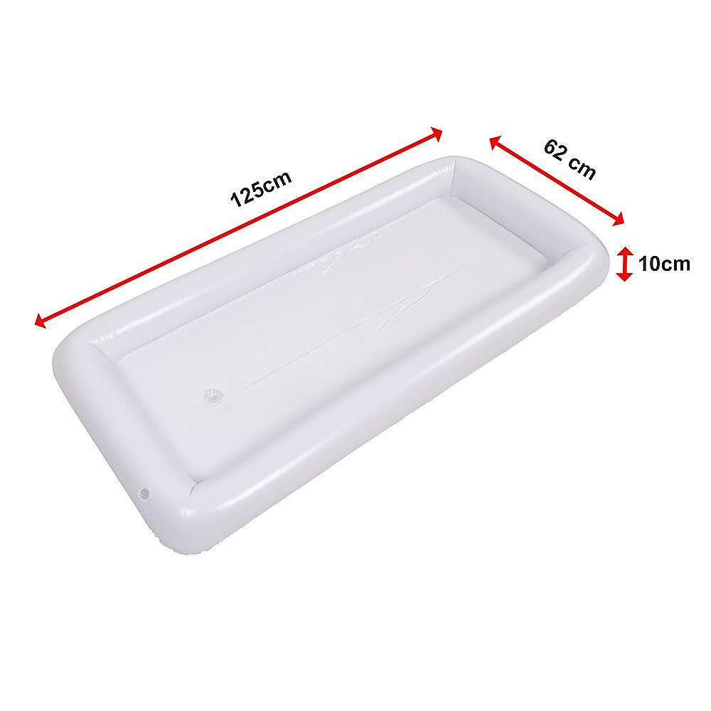 White rectangular inflatable drinks holder tray with rounded edges