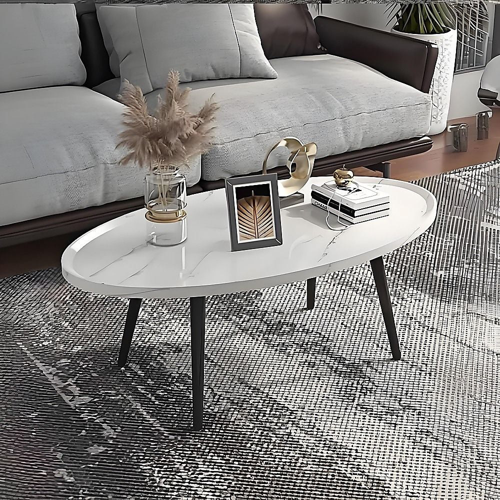 Oval Coffee Table Mid Century Modern Minimalist Display Bedworld