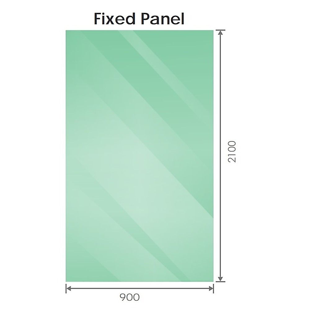 Fixed shower screen panel diagram with 900 width and 2100 height