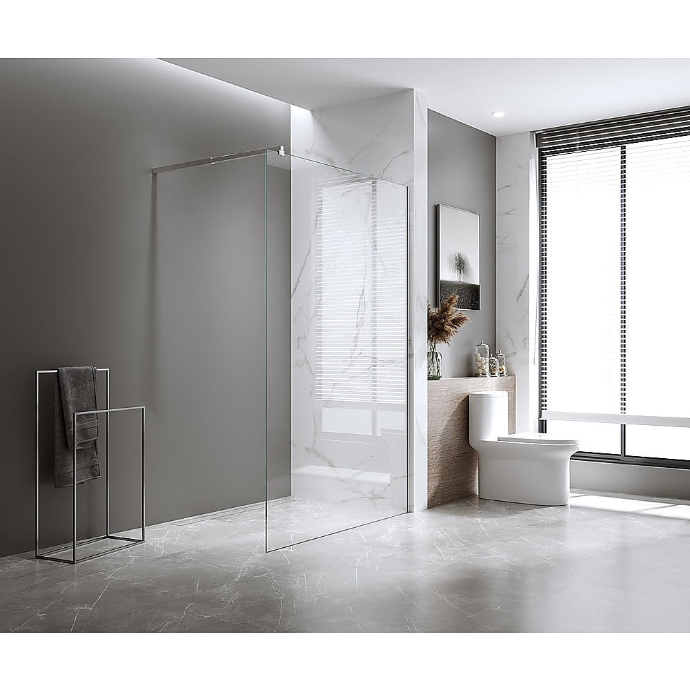 70x210cm Glass Shower Screen with Black Wall Channel and Floor Channel – Sleek, Durable Bathroom Upgrade