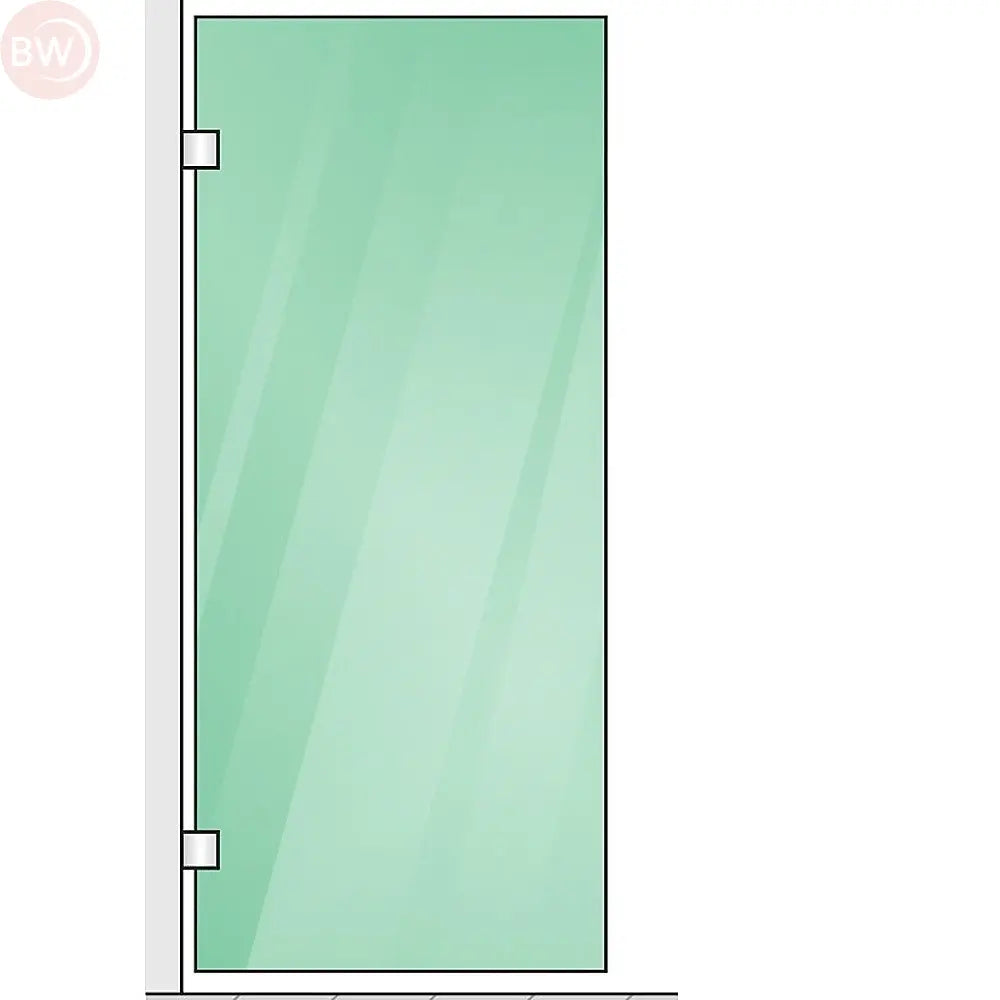 Single fixed glass panel template with green glass area and corner mounts