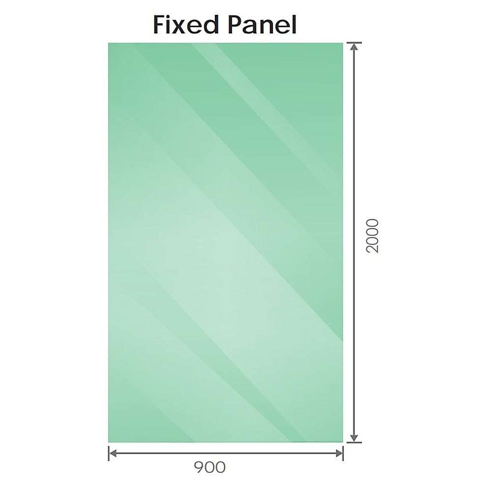 90x200cm Glass Shower Screen with Black Wall Channel