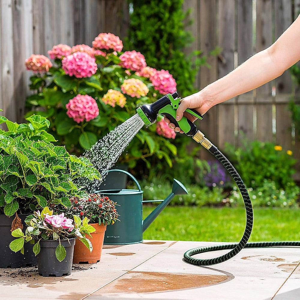 30m Heavy Duty Expandable Flexible Garden Hose with Water Spray Nozzle