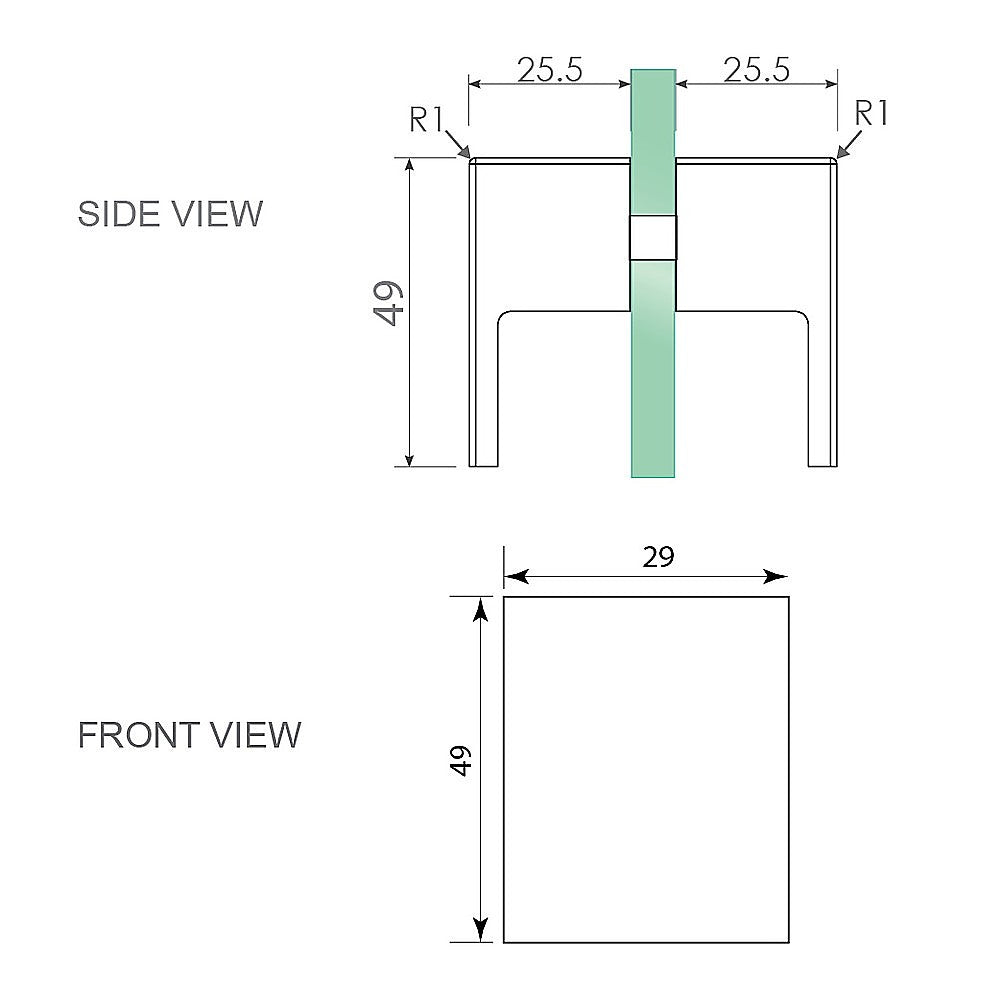 Brass Shower Door Square Double Pull Handle in Chrome