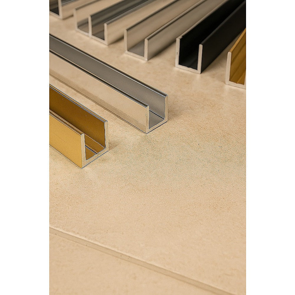 Glass Shower Screen 120cm Floor Channel in Gold