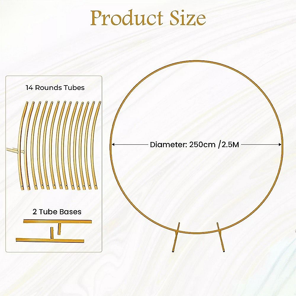 250cm Round Balloon Arch Frame Stand Gold Bedworld
