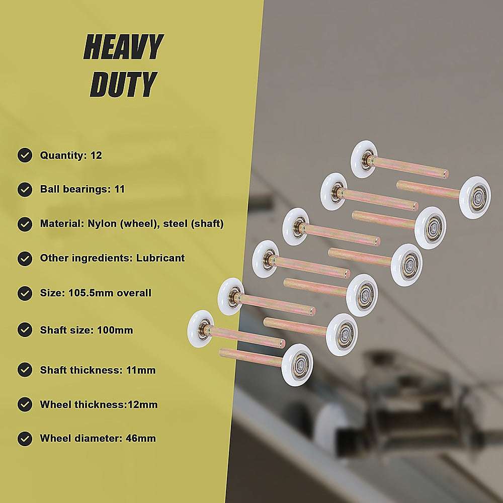 Garage Door Roller / Wheel / Heavy-duty 11 Ball Bearing 12 Pack