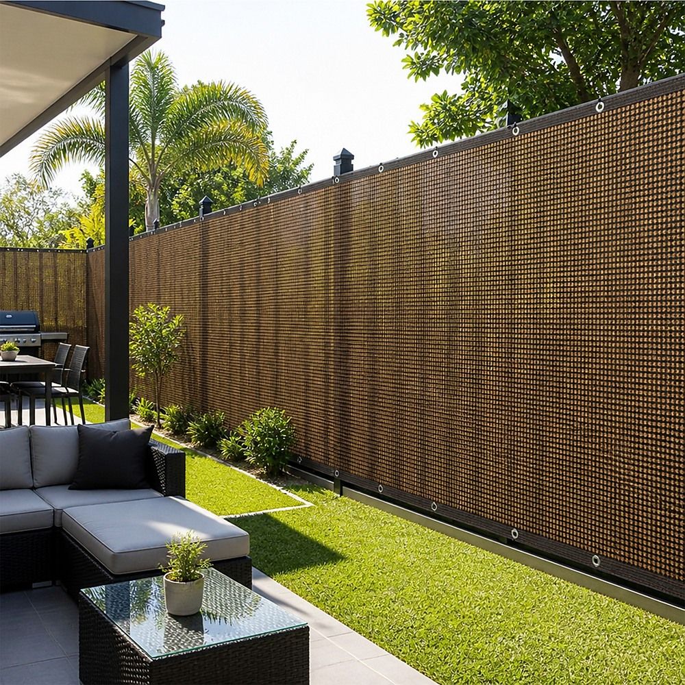 15m x 2m Fence Windscreen Privacy Screen Shade Cover Coffee Fabric Mesh Garden Bedworld