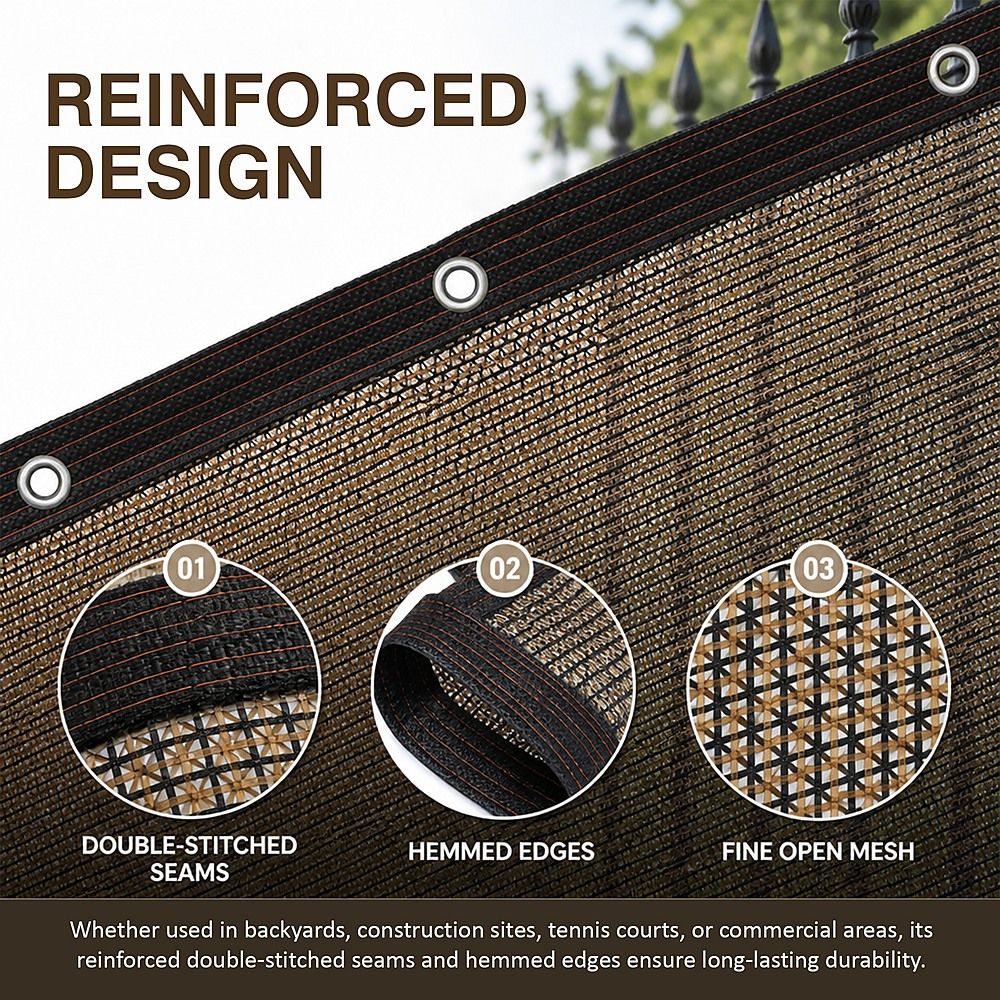 15m x 2m Fence Windscreen Privacy Screen Shade Cover Coffee Fabric Mesh Garden Bedworld