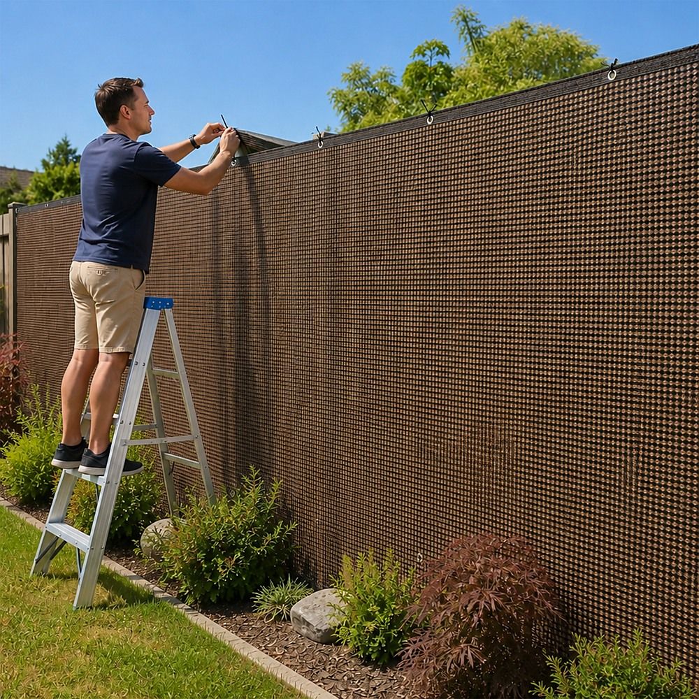 20m x 2m Fence Windscreen Privacy Screen Shade Cover Coffee Fabric Mesh Garden Bedworld
